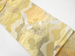 アンティーク　霞取りに破れ色紙・菊模様織り出し袋帯(材料)